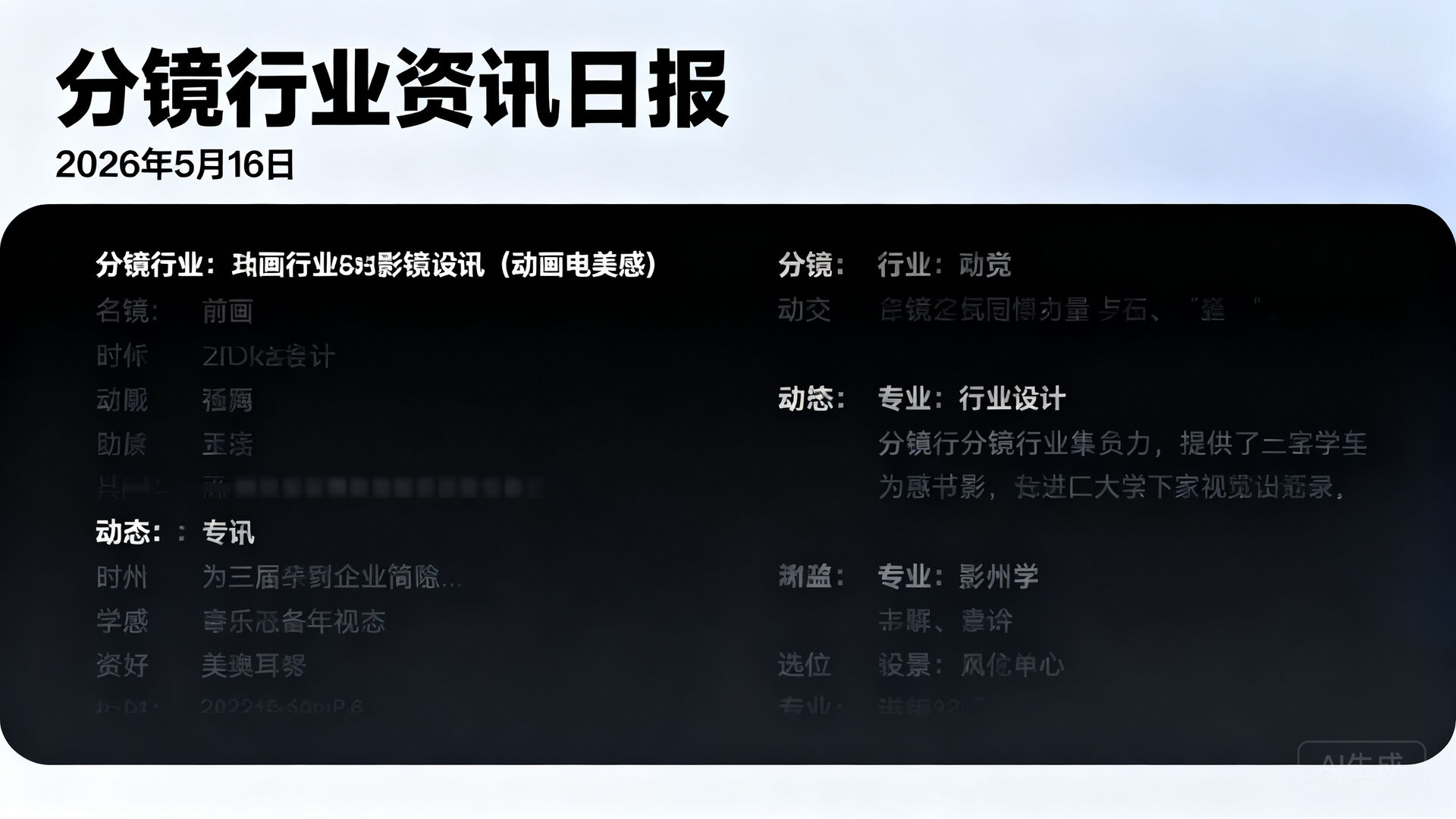 分镜行业资讯日报 | 2026年5月16日