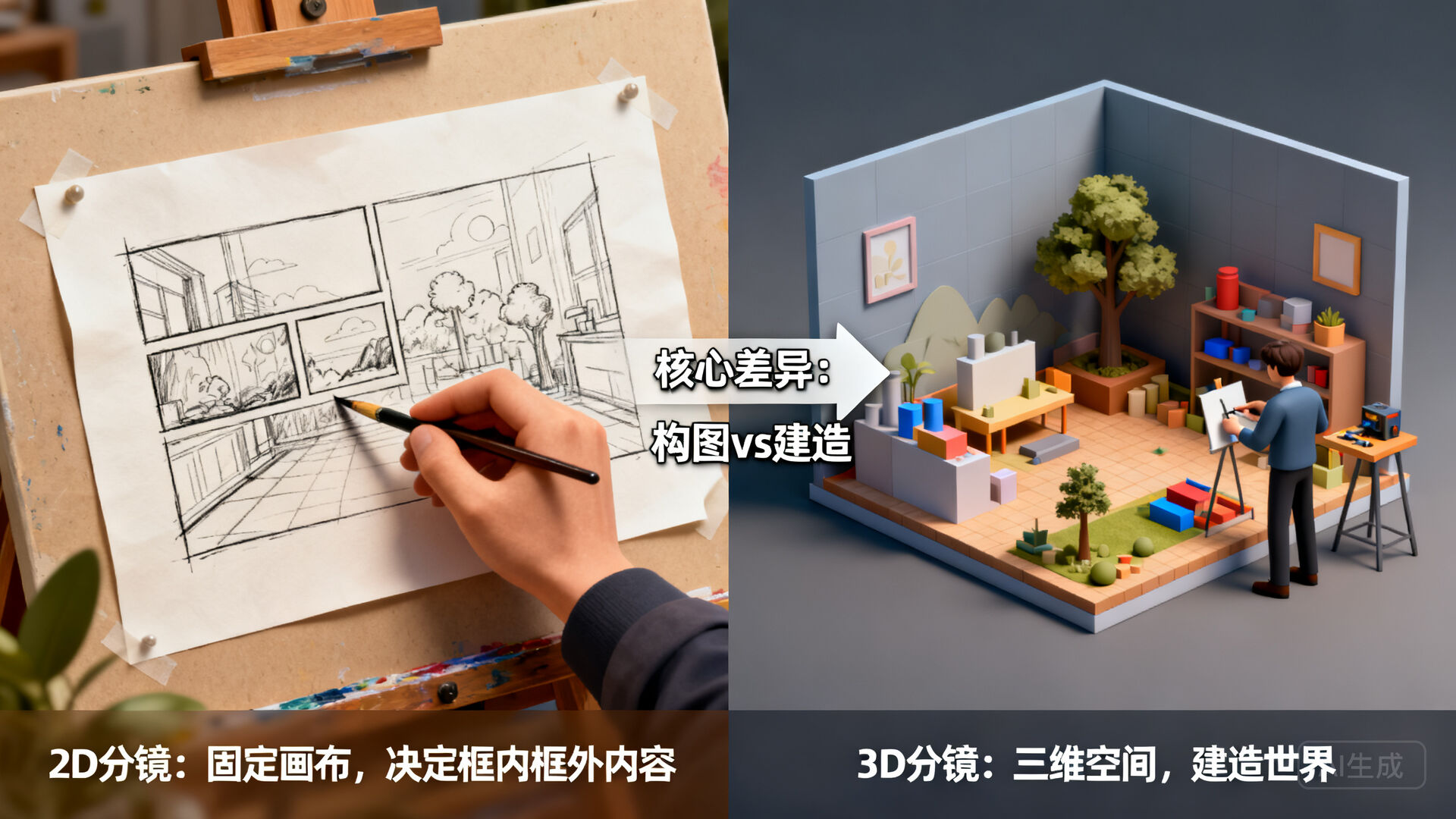 一、3D 动画分镜 vs 2D 动画分镜：核心差异