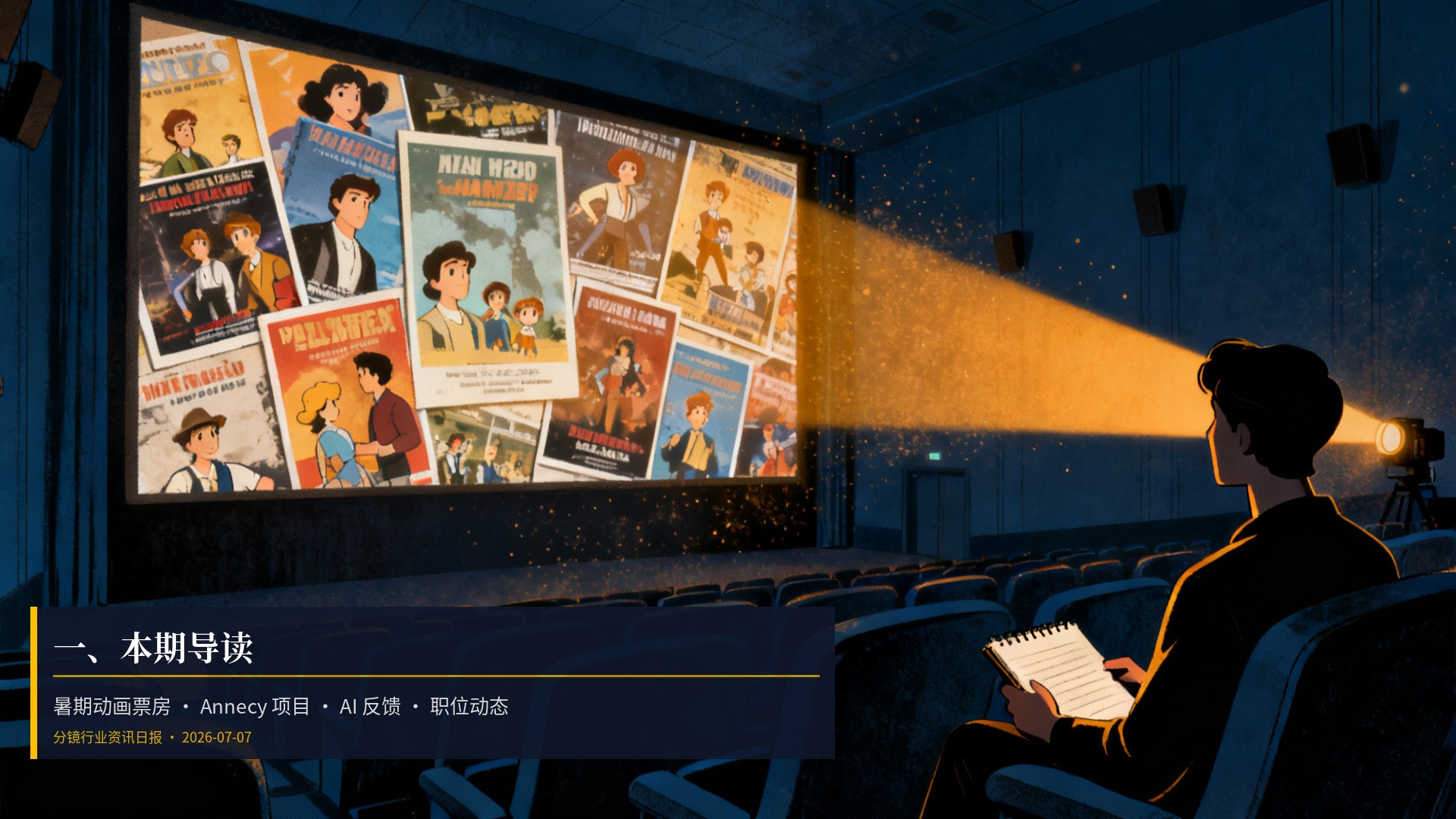 一、本期导读 · 暑期动画票房 · Annecy 项目 · AI 反馈 · 职位动态