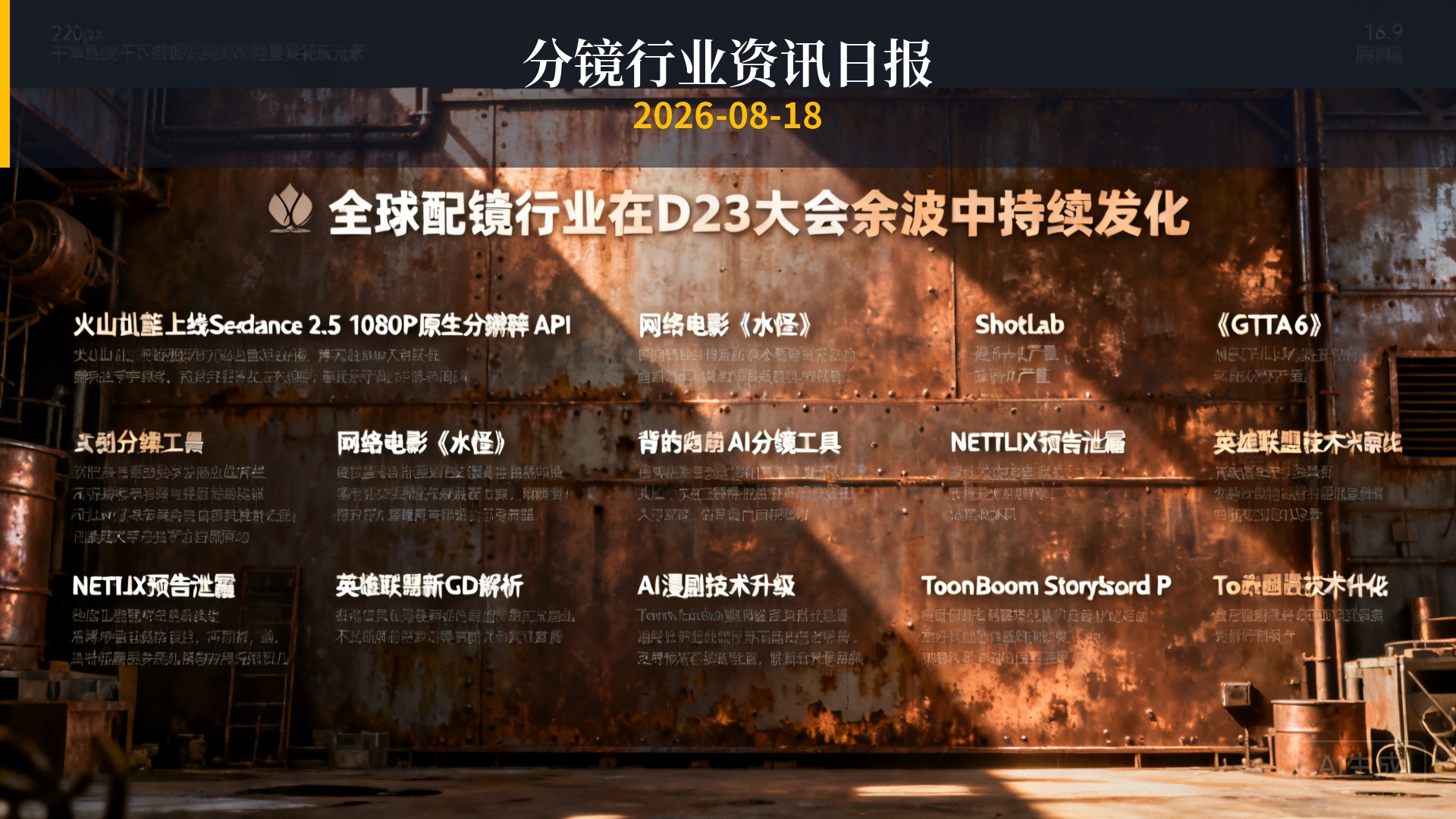 分镜行业资讯日报 | 2026年8月18日